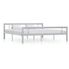 Image de Cadre de lit sans matelas gris et blanc métal 180x200 cm