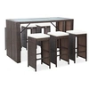 Image de Ensemble de jardin - Table haute + 6 tabourets de bar - Résine tressée - Marron