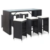 Image de Ensemble de jardin - Table haute + 6 tabourets de bar - Résine tressée - Noir
