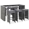 Image de Meuble de bar de jardin 7 pcs et coussins Résine tressée Gris