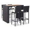 Image de Ensemble de bar 5 pcs Résine tressée et bois d acacia Noir
