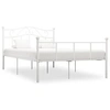 Image de Cadre de lit sans matelas et tête de lit blanc métal 160x200 cm