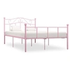 Image de Cadre de Lit Sommier à Lattes Lit Double Adulte Cadre à Lattes sur Pied Chambre à Coucher Maison Intérieur Rose Métal 160x200 cm 284541