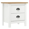 Image de Table de chevet Hill Blanc 46x35x49,5 cm Bois de pin solide