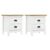 Image de Tables de chevet Hill 2 pcs Blanc 46x35x49,5 cm Bois pin solide