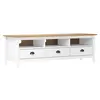 Image de Meuble TV Hill Range Blanc 158x40x47 cm Bois de pin solide
