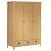 Image de Garde robe à 3 portes Hill 127x50x170 cm Pin solide