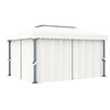 Image de Tonnelle avec rideau 4x3 m Blanc crème Aluminium