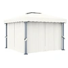 Image de Tonnelle avec rideau 3x3 m Blanc crème Aluminium