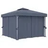 Image de Tonnelle avec rideau 3x3 m Anthracite Aluminium