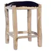 Image de Tabouret de bar Cuir de chèvre véritable et bois de teck massif 288810