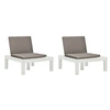 Image de Chaises de salon de jardin et coussins lot de 2 Plastique Blanc