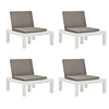 Image de Chaises de salon de jardin et coussins lot de 4 Plastique Blanc