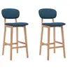 Image de Tabourets de bar lot de 2 bleu tissu