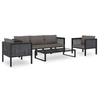 Image de Salon de jardin 6 pcs avec coussins résine tressée anthracite