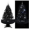 Image de Arbre de Noël Neigeux avec Base de Parapluie Décoration de Noël Sapin Artificiel Salon Salle de Séjour Maison Intérieur Noir 140 cm PVC