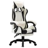 Image de Fauteuil de jeux vidéo et repose pied Noir et blanc Similicuir