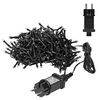 Image de Rideau Pendant Lumineux à LED, PVC Noir 2m, 200 LED Blanc Chaud, Chaîne