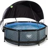 Image de Piscine avec pompe filtrante et voile d'ombrage enfant Exit Toys Stone 244 x 76 cm Gris TU 30.35.08.00