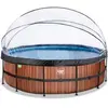 Image de Piscine avec pompe filtrante à sable et dôme et pompe à chaleur enfant Exit Toys Wood 488 x 122 cm Marron TU 30.67.16.10