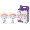 Image de WiZ Ampoule en verre LED intelligente GU10 - Remplacement GU10 50W, 16 millions de couleurs, Wi-Fi/Bluetooth, commande vocale/application, fonctionne avec Google Home, Alexa et HomeKit, pack de 2 en occasion ou reconditionné