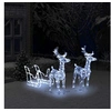 Image de Décoration de Noël Rennes et traîneau 160 LED 130 cm Acrylique