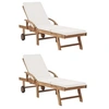 Image de Chaises longues avec coussins 2 pcs Bois de teck solide Crème
