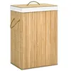 Image de Panier à linge avec 2 sections bambou 72 L 320739
