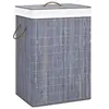 Image de Panier à linge avec 2 sections bambou gris 72 L 320741