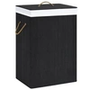 Image de Panier à linge avec 2 sections bambou noir 72 L 320745