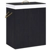 Image de Panier à linge avec 2 sections bambou noir 100 L 320746