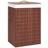 Image de Panier à linge avec 2 sections bambou marron 72 L 320747