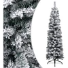 Image de Sapin de Noël artificiel mince flocon de neige Vert 150 cm PVC