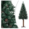 Image de Sapin de Noël mince bois véritable et neige blanche vert 180 cm