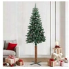 Image de Sapin de Noël mince bois véritable et neige blanche Vert 210cm