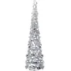 Image de Sapin de Noël Artificiel Escamotable Décoration de Noël Arbre Artificiel Salon Salle de Séjour Maison Intérieur Argenté 150 cm PET
