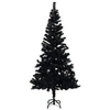 Image de Sapin de Noël Artificiel avec Support Décoration de Noël Arbre Artificiel Salon Salle de Séjour Maison Intérieur Noir 180 cm PVC