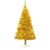 Image de Sapin de Noël artificiel avec support Doré 150 cm PET