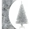 Image de Sapin de Noël Artificiel avec Support Décoration de Noël Arbre Artificiel Salon Salle de Séjour Maison Intérieur Argenté 150 cm PET