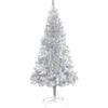 Image de Sapin de Noël artificiel avec support Argenté 180 cm PET