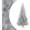 Image de Sapin de Noël Artificiel avec Support Décoration de Noël Arbre Artificiel Salon Salle de Séjour Maison Intérieur Argenté 210 cm PET