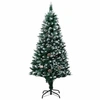 Image de Sapin de Noël avec pommes de pin et neige blanche 180 cm