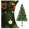Image de Arbre de Noël Artificiel Pré-éclairé avec Boules, Sapin de Noël avec LED, Décoration de Vacances, Ornement de Fête Intérieur Extérieur, Vert 180 cm