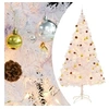 Image de Arbre de Noël Artificiel Pré-éclairé avec Boules, Sapin de Noël avec LED, Décoration de Vacances, Ornement de Fête Intérieur Extérieur, Blanc 210 cm