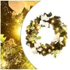 Image de Couronne de Noël avec lumières LED Noir 60 cm PVC, couronnes, couronnes de Noël avec décoration, ornements de 321518
