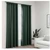 Image de Rideaux occultants aspect lin avec crochets 2pcs Vert 140x245cm