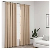 Image de Rideaux occultants aspect lin et crochets 2 pcs beige 140x225cm
