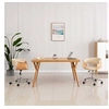 Image de Chaise Pivotante de Bureau Siège de Salon Chaise de Salle de Séjour Ergonomique Chambre Maison Intérieur Crème Similicuir Bois Courbé