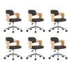 Image de Lot de 6 chaise de bureau en bois non pliable interieur H. 76 cm noir
