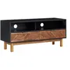 Image de Meuble TV Armoire Basse Meuble Divertissement avec 2 Tiroirs et 1 Etagère Salon Maison Intérieur 100x35x45 cm MDF Bois d'Acacia Massif